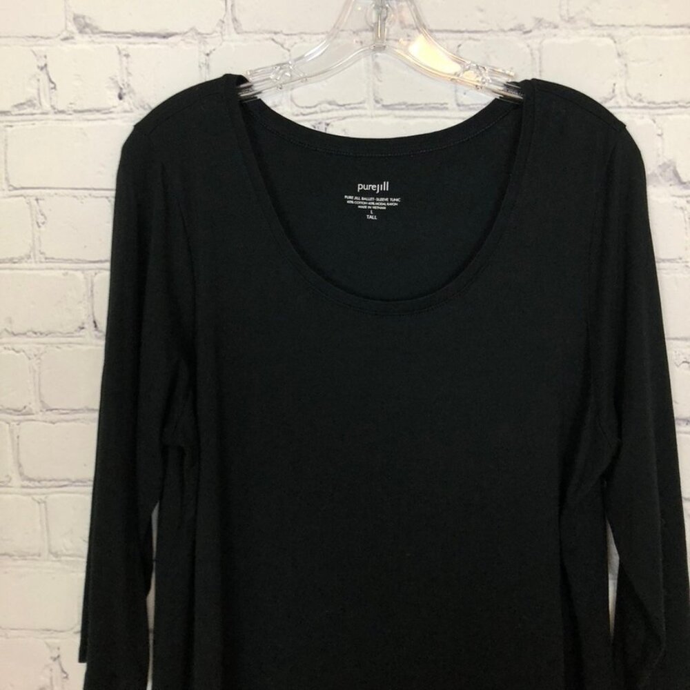 J Jill Pure Jill Ballet Sleeve Tunic Size L Tall Black - Picture 2 of 4